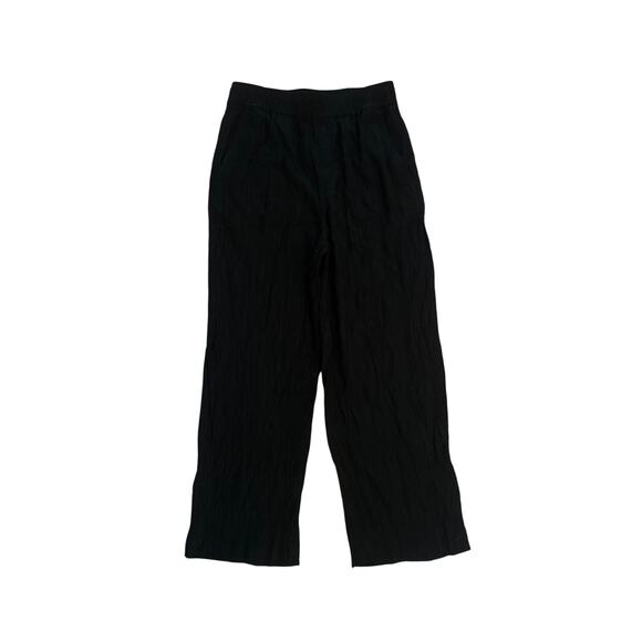 Women PXS Madewell Petite Straight-Leg Crop Pants Crinkled Crepe True Black - Picture 1 of 6